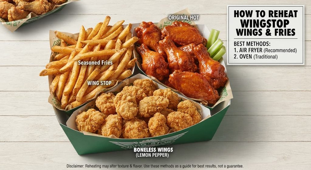 how to reheat Wingstop wings and fries in an air fryer or oven