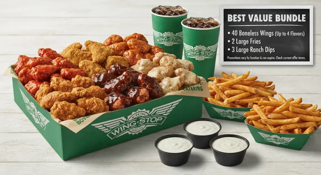 Wingstop Menu - Special Deals & Bundles: 40-Piece Wing Game Day Pack with Sides and Ranch